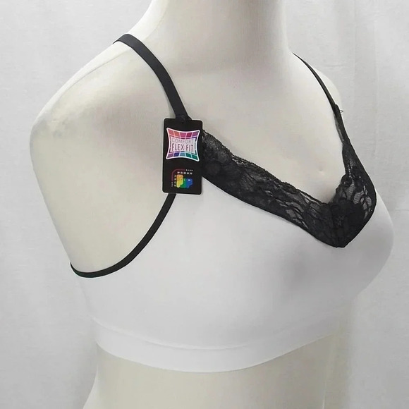 SMALL Maidenform Fit To Flirt Seamless Lace Bralette Ivory Black NWT - Picture 2 of 4